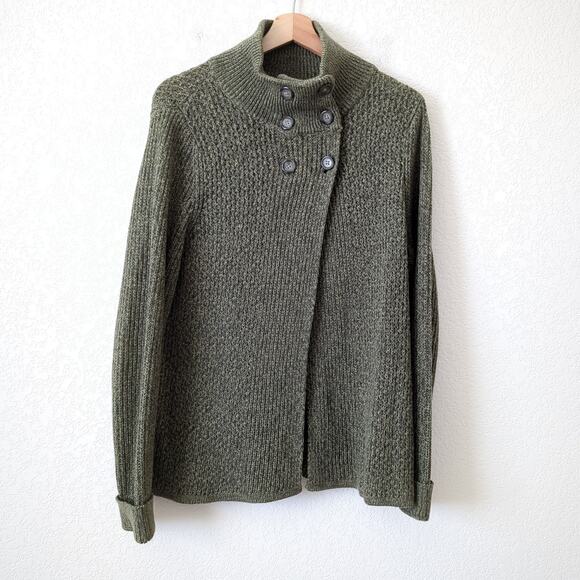 Woolrich Women's Cardigan Sweater Olive Green Heavy Knit Heritage Cotton Large - Picture 6 of 8